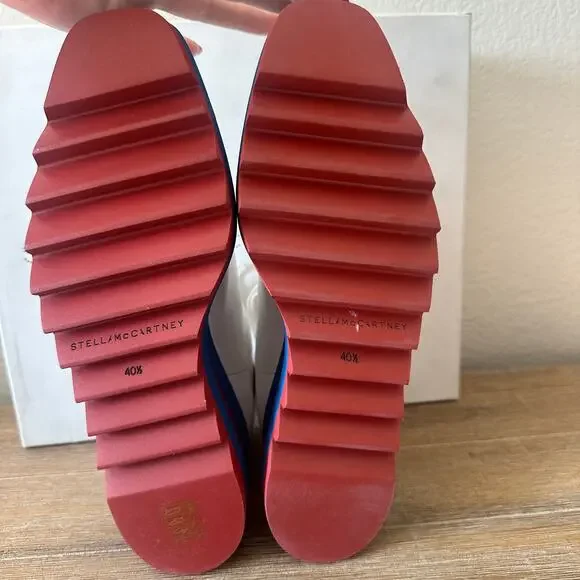 Stella McCartney Sneak Elyse Platforms, Red White and Blue, size 40.5 US10.5 NIB - Picture 12 of 15